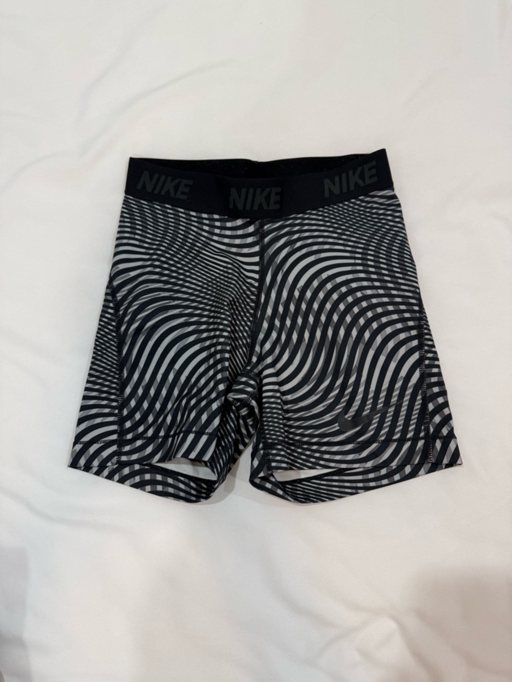 Nike Black & Gray Performance Compression Shorts with Optical Wave Design
